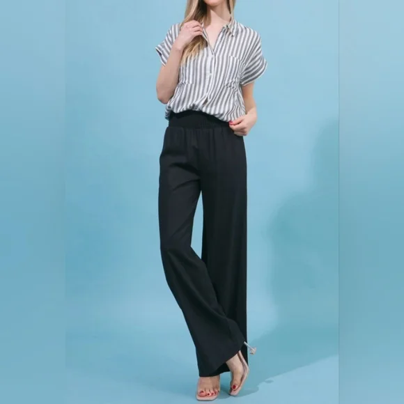 #16 🛑M, L Linen Pants with Smocked Waist - Picture 4 of 14